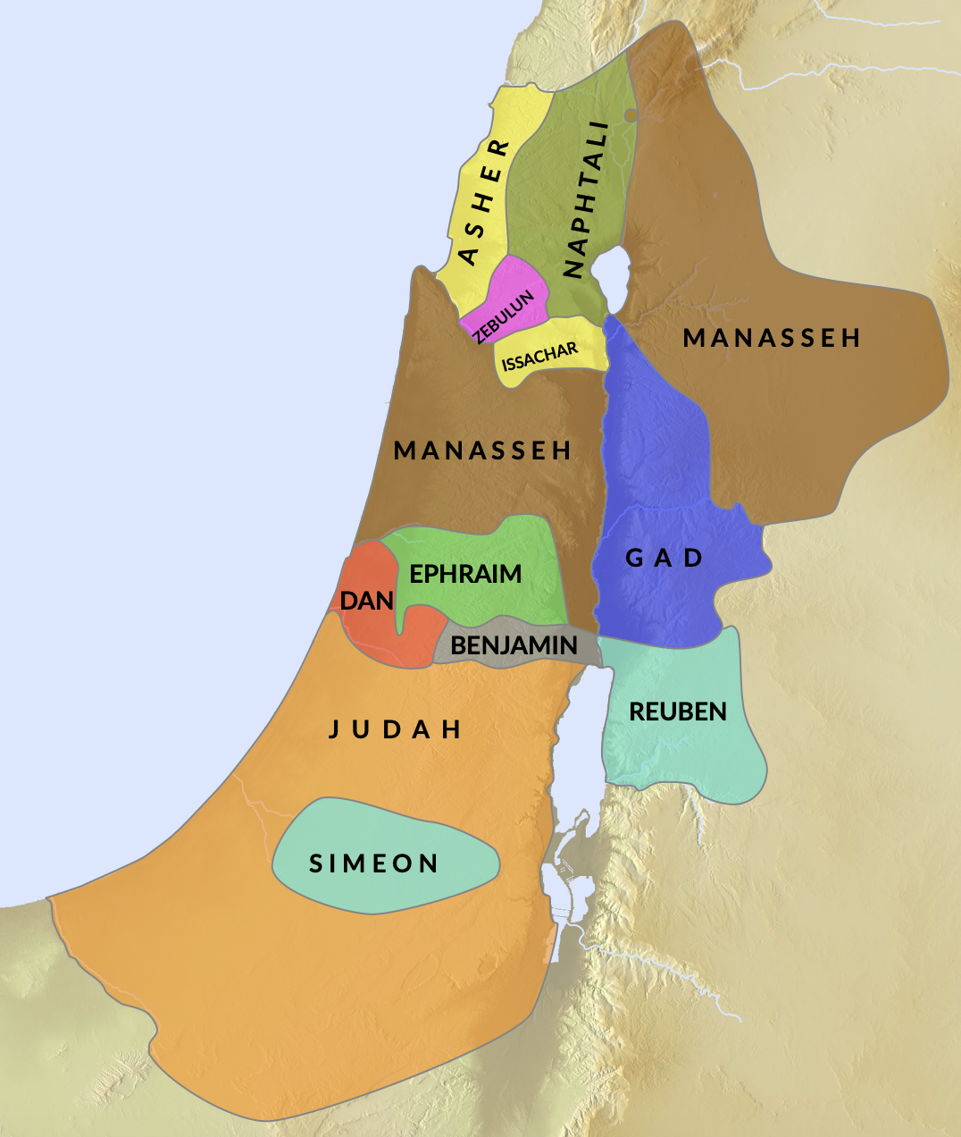 Boundaries of the 12 Tribes of Israel.